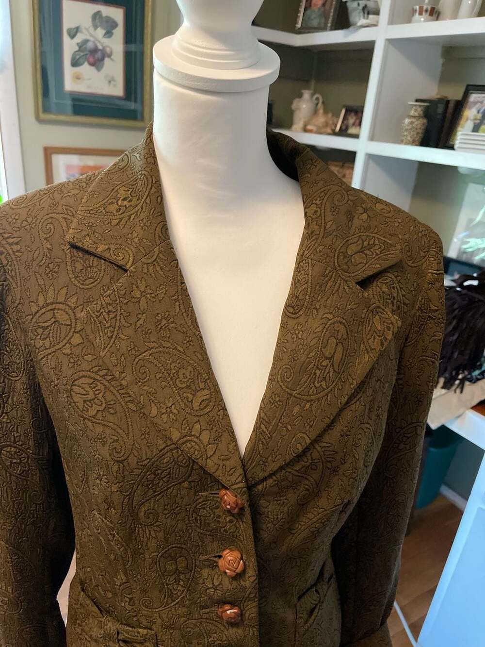 Vintage Paisley Professional Suit, Knit, by Giorgio Sant' Angelo, Sz. 10 - Picture 4 of 13